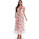 Sexy Puff Sleeve Strawberry Sequins Dress Retro Dress Casual Fashionable