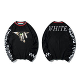 Off White Winter Fleece Sweatshirts Autumn and Winter Mohair Knitted Sweater