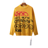 Off White Winter Sweaters Autumn and Winter Wool Pullover Men's and Women's Yellow Sweater