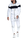 Men Tracksuit Set Jogging Suits Mens Winter Men's Exercise Workout Outfit Color Matching Men's Casual Suit