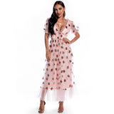 Sexy Puff Sleeve Strawberry Sequins Dress Retro Dress Casual Fashionable