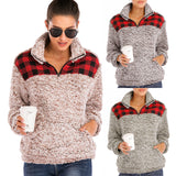 Women Sherpa Jacket Fur Color Matching Velvet Padded Thickened Sweater