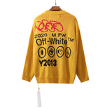 Off White Winter Sweaters Autumn and Winter Wool Pullover Men's and Women's Yellow Sweater