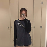 Yankees Printed Sweater MLB Men's and Women's Couple's Long-Sleeved T-shirt Patchwork round Neck Sweater