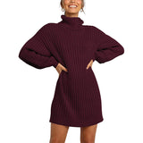 Sweater Dress Outfit With Tights 2 Piece Set Sweater Autumn and Winter Fashion Women's Clothing High Collar Mid-Length Sweaters