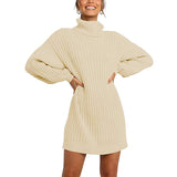 Sweater Dress Outfit With Tights 2 Piece Set Sweater Autumn and Winter Fashion Women's Clothing High Collar Mid-Length Sweaters
