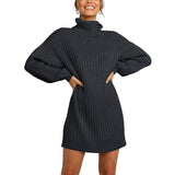 Sweater Dress Outfit With Tights 2 Piece Set Sweater Autumn and Winter Fashion Women's Clothing High Collar Mid-Length Sweaters