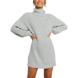 Sweater Dress Outfit With Tights 2 Piece Set Sweater Autumn and Winter Fashion Women's Clothing High Collar Mid-Length Sweaters