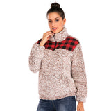 Women Sherpa Jacket Fur Color Matching Velvet Padded Thickened Sweater