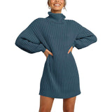 Sweater Dress Outfit With Tights 2 Piece Set Sweater Autumn and Winter Fashion Women's Clothing High Collar Mid-Length Sweaters