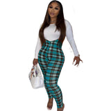 Women Plaid Catsuit Women Checkered Jumpsuit Women's Sexy Print Plaid Sling Waist Trimming Casual Jumpsuit