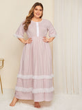 Women Plus Size Maxi Dresses Lace Stitching Dress