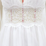 Women Lace Wedding Dress Long Sleeve Wedding Dress V-neck Lace Maxi Dress Gown