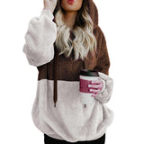 Women Sherpa Jacket Autumn and Winter Pullover Solid Color with Coat and Cap Tops Female Fleece Sweatshirt