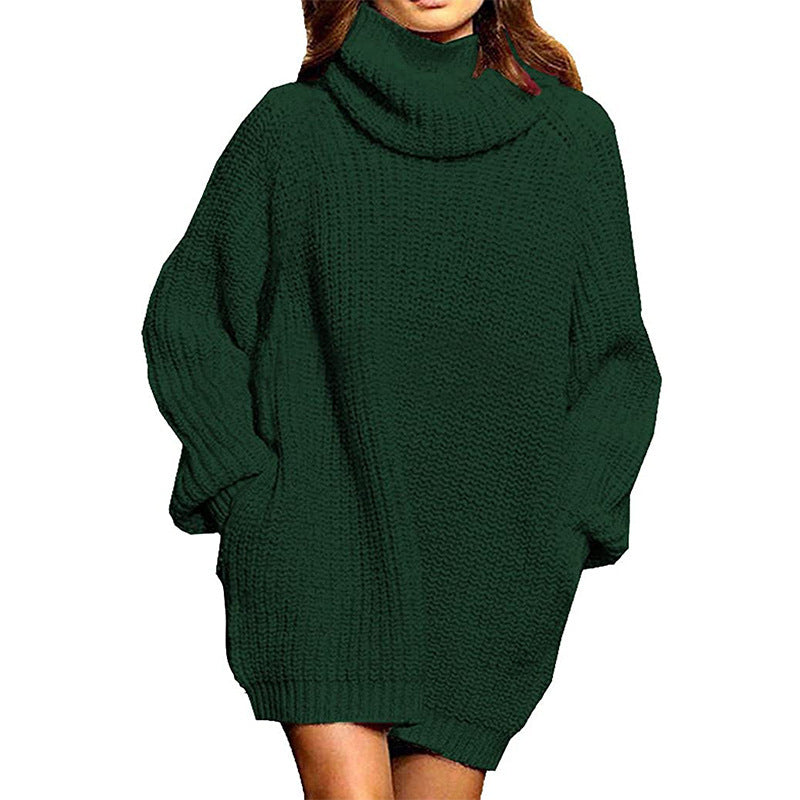 Sweater Dress Outfit With Tights 2 Pieces Set Fall Winter Fashion Long Sleeve Turtleneck Sweater Women Midi Knitted Dress