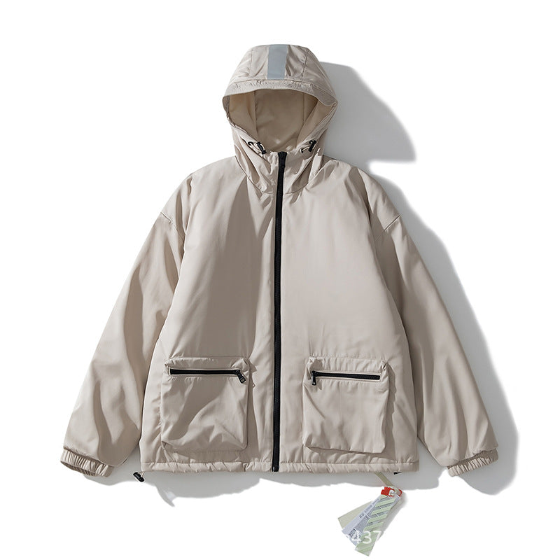 Off White Winter Coat Autumn and Winter Off Waterproof Windproof Reflective Riding Cotton-Padded Coat