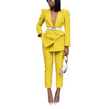 Women Business Professional Attire Fall/Winter Long-Sleeve Suit Solid Color Suit Two-Piece Set