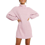 Sweater Dress Outfit With Tights 2 Piece Set Sweater Autumn and Winter Fashion Women's Clothing High Collar Mid-Length Sweaters