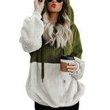 Women Sherpa Jacket Autumn and Winter Pullover Solid Color with Coat and Cap Tops Female Fleece Sweatshirt