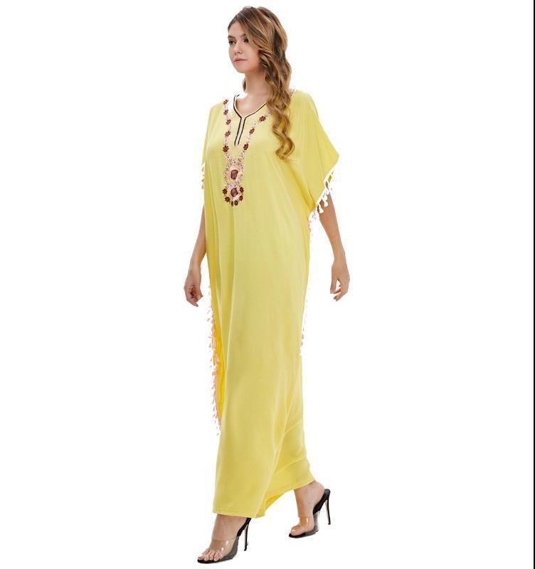 Muslim Women Stylish Kashibo Abaya Muslim Ladies Long Gown Islamic Clothing Jilbab Jalabiya Print Plus Size Loose Maxi Dress