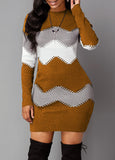Sweater Dress Outfit With Tights 2 Piece Set Mid-Length Short Dress round Neck Long Sleeve Knitted Dress