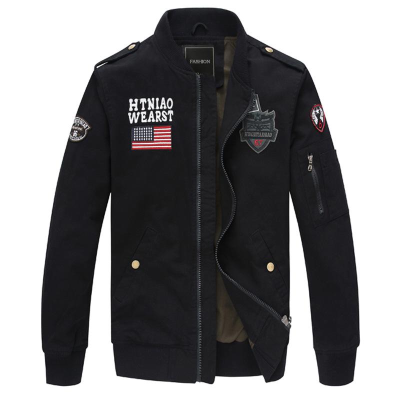 Men Fit Bomber Jacket Windbreaker Moto Street Coat Fall German Air Force One Casual Cargo Pants plus Size Jacket Outdoor