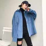 Corduroy Patch Jacket Spring Long Sleeve Shirt Baggy Coat