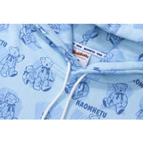 Man Fall Winter Outfis Winter Bear Full Printed Hooded Thick Sweatshirt Men's Loose Coat