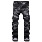 J Shaped Jeans New Men's Jeans Slim Straight Zip Pleated Trousers