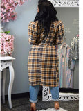 Women's Plaid Lapel Mid-Length Trench Coat