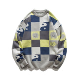 Man Fall Winter Outfis Autumn and Winter Contrast Color round Neck Sweater Sweater Men and Women Loose