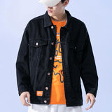 Men's Spring Denim Jacket Loose plus Size Top Retro Lapels Casual Jacket Men Denim Jacket