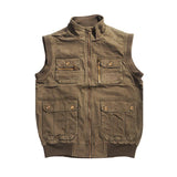 Men Utility Vest Work Zipper Tactical Work Vest Slim Pocket Jacket Vest Outdoor Casual Casual and Comfortable