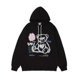 Man Fall Winter Outfis Winter Cartoon Printed Fleece Hoodie Men's Street Idle Style Loose BF Casual Hoodie