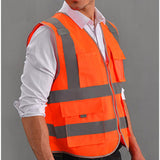 Men's Vest Safety Vests with Pockets Reflective Clothing for Outdoor Work Reflective Vest Jacket