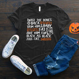 Halloween Costumes Twist the Bones Printed round Neck T-shirt for Women