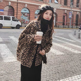 Women Dalmatian Coat Leopard Print Wool Coat Thick Loose Short
