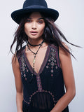 V-Shaped Backless Embroidered Beaded Sexy Vacation Vest Dress