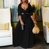 Mariah Carey See through Dress Fashionable Elegant Top Wide Leg Pants Two-Piece Set