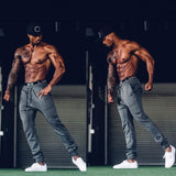 Stacking Jeans Slim Trouser Skinny Jean Muscle Workout Spring and Autumn Sports Trousers Casual Fashion Men's Pants