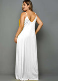 Women Plus Size Maxi Dresses Printed Sexy Deep V Strap Dress