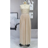 Women Lace Wedding Dress round Neck Lace Chiffon Dress Large Swing Dress Gown