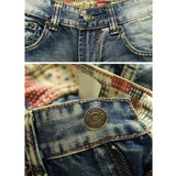 J Shaped Jeans Men's Straight Beggar Ripped Trendy Men's Nostalgic Worn Jeans