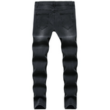 J Shaped Jeans New Men's Jeans Casual Slim Fit Ripped Ankle-Tied Jeans Fashion