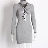 Sweater Dress Outfit With Tights 2 Pieces Set Knitted Deep V Tied Dress Women's Clothing