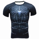 Moisture Wicking Shirts 3D Digital Printing Superman Black Panther Short-Sleeved T-shirt Captain America Sports Tights Men's Quick-Drying Fitness