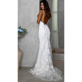 Women Lace Wedding Dress Dress Deep V Strap Formal Dress