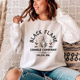 Halloween Costumes Black Flame Pumpkin Printed Crew Neck Sweatshirt Female