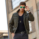 Men Fit Bomber Jacket Windbreaker Moto Street Coat Fall Mens Stand-up Collar Casual Jacket Men's Outdoor Military Suit Jacket Men
