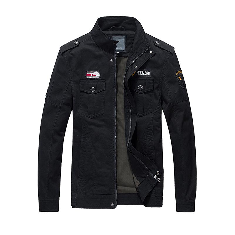 Men Fit Bomber Jacket Windbreaker Moto Street Coat Men's Jacket Autumn Jacket Solid Color Badge Casual Cargo Pants